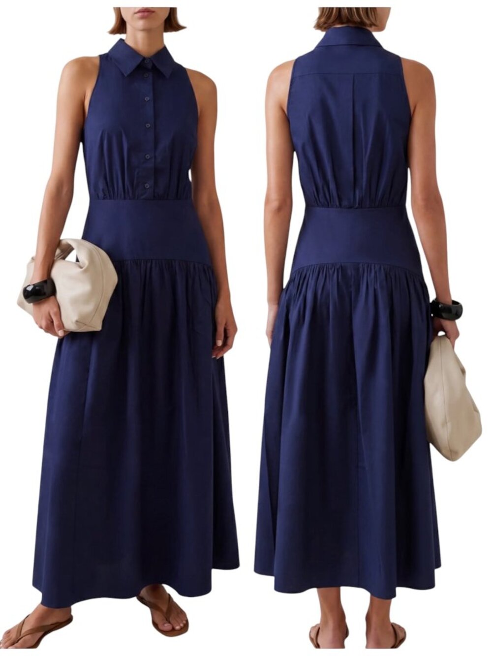 OPT One Pretty Time Blyss Navy Cotton Drop Waist Maxi Dress NWT 4